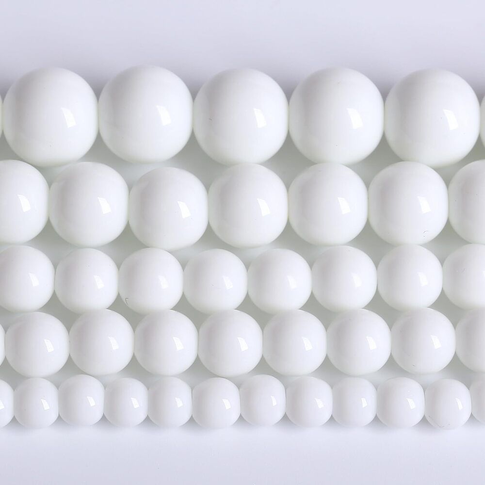 7855 10MM Natural Stone White Porcelain Agate Beads Round Loose Stone Beads
